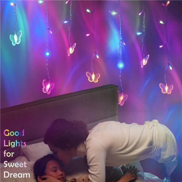 Butterfly curtain fairy lights 20ft multicolor LED string lights remote timer US - Picture 4 of 8